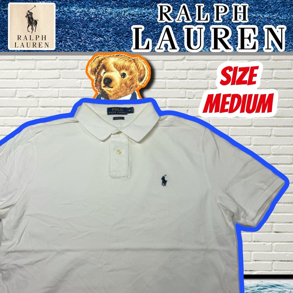 Polo Ralph Lauren White Polo Classic Fit Size Medium Blue Pony